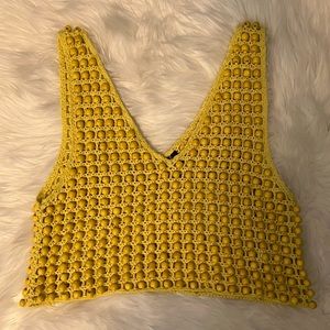 TopShop Yellow Beaded Tank Top Size Large/ 12